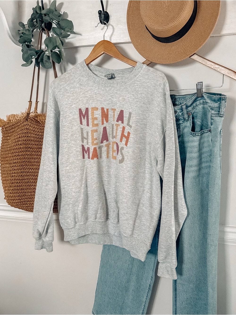 Mental Health Matters Crewneck Sweatshirt - Light Gray